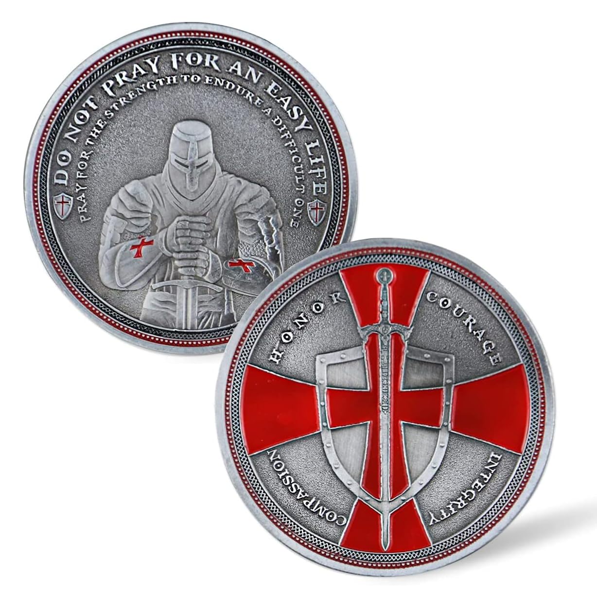 Glamtune The Knight Templar Challenge Coin Red Cross Religious Commemorative Coin Collection Gift